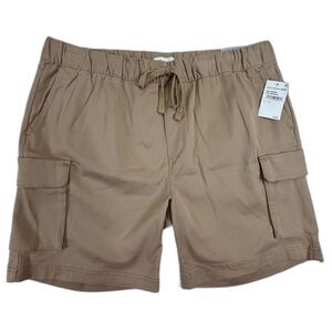 NWT ABOUND MENS ELASTIC WAIST‎ DRAWSTRING CARGO SHORTS STRETCH TAN AMPHORA LARGE